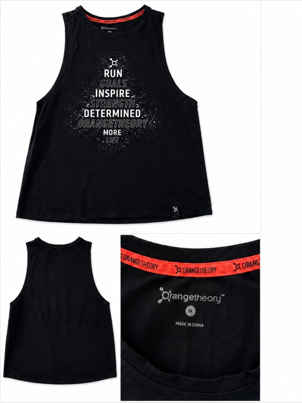 OrangeTheory Black Run Goals Inspire Strength Tank Top Size M